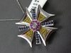 EXTRA LARGE 1.37CT DIAMOND & AAA SAPPHIRE 18KT WHITE GOLD CROSS SLIDER PENDANT