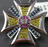 EXTRA LARGE 1.37CT DIAMOND & AAA SAPPHIRE 18KT WHITE GOLD CROSS SLIDER PENDANT