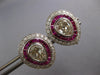 ANTIQUE 4.25CT DIAMOND & AAA RUBY PLATINUM ROUND & BAGUETTE TEAR DROP EARRINGS