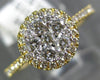 ESTATE WIDE .53CT DIAMOND 18KT YELLOW GOLD CLUSTER FLOWER HALO FRIENDSHIP RING