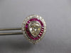 ANTIQUE 4.25CT DIAMOND & AAA RUBY PLATINUM ROUND & BAGUETTE TEAR DROP EARRINGS