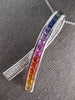 LARGE 3.08CT DIAMOND & AAA RAINBOW SAPPHIRE 14KT WHITE GOLD BCA FLOATING PENDANT