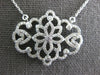 ESTATE LARGE .27CT DIAMOND 14KT WHITE GOLD 3D SUNBURST FLOWER LOVE NECKLACE