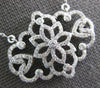 ESTATE LARGE .27CT DIAMOND 14KT WHITE GOLD 3D SUNBURST FLOWER LOVE NECKLACE