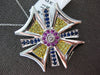 EXTRA LARGE 1.37CT DIAMOND & AAA SAPPHIRE 18KT WHITE GOLD CROSS SLIDER PENDANT