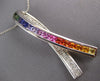 LARGE 3.08CT DIAMOND & AAA RAINBOW SAPPHIRE 14KT WHITE GOLD BCA FLOATING PENDANT