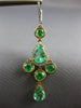 LARGE 8.59CT DIAMOND & AAA EMERALD 18K TRI COLOR GOLD LEVERBACK HANGING EARRINGS