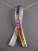 LARGE 3.08CT DIAMOND & AAA RAINBOW SAPPHIRE 14KT WHITE GOLD BCA FLOATING PENDANT