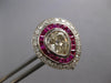 ANTIQUE 4.25CT DIAMOND & AAA RUBY PLATINUM ROUND & BAGUETTE TEAR DROP EARRINGS