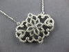 ESTATE LARGE .27CT DIAMOND 14KT WHITE GOLD 3D SUNBURST FLOWER LOVE NECKLACE