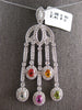 LARGE 3.67CT DIAMOND AAA MULTI COLOR SAPPHIRE 18KT WHITE GOLD CHANDELIER PENDANT