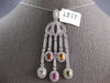 LARGE 3.67CT DIAMOND AAA MULTI COLOR SAPPHIRE 18KT WHITE GOLD CHANDELIER PENDANT