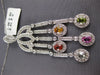 LARGE 3.67CT DIAMOND AAA MULTI COLOR SAPPHIRE 18KT WHITE GOLD CHANDELIER PENDANT