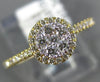 ESTATE .34CT DIAMOND 18KT YELLOW GOLD ROUND CLUSTER HALO SEMI ETERNITY FUN RING