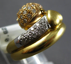 .62CT DIAMOND 18K TRI COLOR GOLD 3D DOUBLE ROW HEART DOME FLEXIBLE FLOATING RING