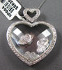 EXTRA LARGE .71CT DIAMOND & CRYSTAL 14K WHITE GOLD DOUBLE HEART FLOATING PENDANT