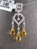 LARGE 6.14CT DIAMOND & AAA CITRINE 18KT WHITE GOLD CHANDELIER FLOATING PENDANT