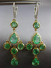 LARGE 7.16CT DIAMOND & AAA EMERALD 18K TRI COLOR GOLD LEVERBACK HANGING EARRINGS