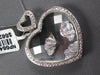 EXTRA LARGE .71CT DIAMOND & CRYSTAL 14K WHITE GOLD DOUBLE HEART FLOATING PENDANT