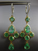 LARGE 7.16CT DIAMOND & AAA EMERALD 18K TRI COLOR GOLD LEVERBACK HANGING EARRINGS