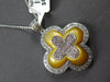 LARGE 6.47CT DIAMOND & AAA MOTHER OF PEARL 18KT WHITE GOLD 4 LEAF CLOVER PENDANT