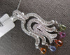 LARGE 2.5CT DIAMOND & AAA MULTI COLOR SAPPHIRE 18K WHITE GOLD CHANDELIER PENDANT