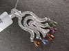 LARGE 2.5CT DIAMOND & AAA MULTI COLOR SAPPHIRE 18K WHITE GOLD CHANDELIER PENDANT