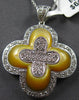 LARGE 6.47CT DIAMOND & AAA MOTHER OF PEARL 18KT WHITE GOLD 4 LEAF CLOVER PENDANT