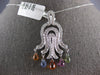 LARGE 2.5CT DIAMOND & AAA MULTI COLOR SAPPHIRE 18K WHITE GOLD CHANDELIER PENDANT