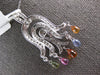 LARGE 2.5CT DIAMOND & AAA MULTI COLOR SAPPHIRE 18K WHITE GOLD CHANDELIER PENDANT