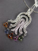 LARGE 2.5CT DIAMOND & AAA MULTI COLOR SAPPHIRE 18K WHITE GOLD CHANDELIER PENDANT