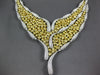 EXTRA LARGE 55.42CT WHITE & CANARY DIAMOND 18KT 2 TONE GOLD LEAF TENNIS NECKLACE