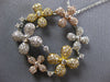 LARGE 1.81CT DIAMOND 14KT TRI COLOR GOLD MULTI FLOWER CIRCULAR LOVE NECKLACE