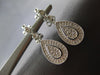 ESTATE .3CT DIAMOND 14KT WHITE GOLD 3D PAVE TEAR DROP FLOWER HANGING EARRINGS