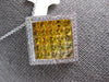 LARGE 3.06CT DIAMOND AAA YELLOW SAPPHIRE 14KT WHITE GOLD PRINCESS SQUARE PENDANT