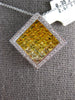 LARGE 3.06CT DIAMOND AAA YELLOW SAPPHIRE 14KT WHITE GOLD PRINCESS SQUARE PENDANT