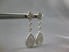 ESTATE .3CT DIAMOND 14KT WHITE GOLD 3D PAVE TEAR DROP FLOWER HANGING EARRINGS