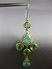 LARGE 7.16CT DIAMOND & AAA EMERALD 18K TRI COLOR GOLD LEVERBACK HANGING EARRINGS
