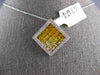 LARGE 3.06CT DIAMOND AAA YELLOW SAPPHIRE 14KT WHITE GOLD PRINCESS SQUARE PENDANT