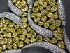 EXTRA LARGE 55.42CT WHITE & CANARY DIAMOND 18KT 2 TONE GOLD LEAF TENNIS NECKLACE