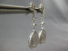 ESTATE .3CT DIAMOND 14KT WHITE GOLD 3D PAVE TEAR DROP FLOWER HANGING EARRINGS