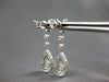 ESTATE .3CT DIAMOND 14KT WHITE GOLD 3D PAVE TEAR DROP FLOWER HANGING EARRINGS