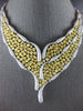 EXTRA LARGE 55.42CT WHITE & CANARY DIAMOND 18KT 2 TONE GOLD LEAF TENNIS NECKLACE