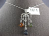 LARGE 3.8CT DIAMOND & AAA MULTI COLOR SAPPHIRE 18K WHITE GOLD CHANDELIER PENDANT
