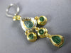 LARGE 7.16CT DIAMOND & AAA EMERALD 18K TRI COLOR GOLD LEVERBACK HANGING EARRINGS