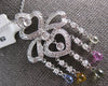 LARGE 2.86CT DIAMOND & AAA MULTI COLOR SAPPHIRE 18KT WHITE GOLD FLOATING PENDANT