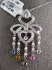 LARGE 2.86CT DIAMOND & AAA MULTI COLOR SAPPHIRE 18KT WHITE GOLD FLOATING PENDANT