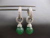 ESTATE LARGE 40.62CT DIAMOND & AAA JADE 18KT WHITE GOLD HUGGIE HANGING EARRINGS