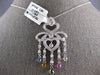 LARGE 2.86CT DIAMOND & AAA MULTI COLOR SAPPHIRE 18KT WHITE GOLD FLOATING PENDANT