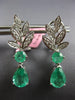 2.78CT DIAMOND & AAA EMERALD 18KT WHITE GOLD TEAR DROP CLIP ON HANGING EARRINGS